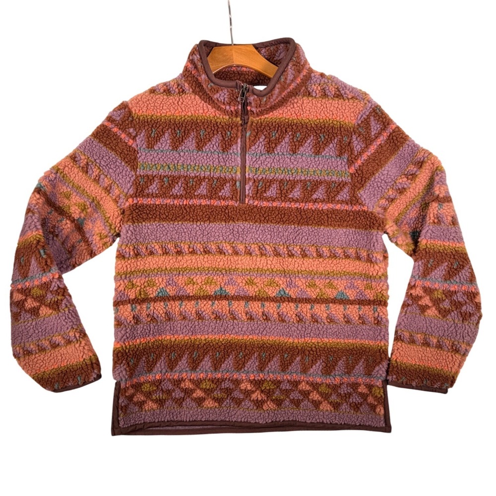 LL Bean Signature Sherpa Fleece Pullover Small Southwestern Aztec 1/4 Zip
Jacket